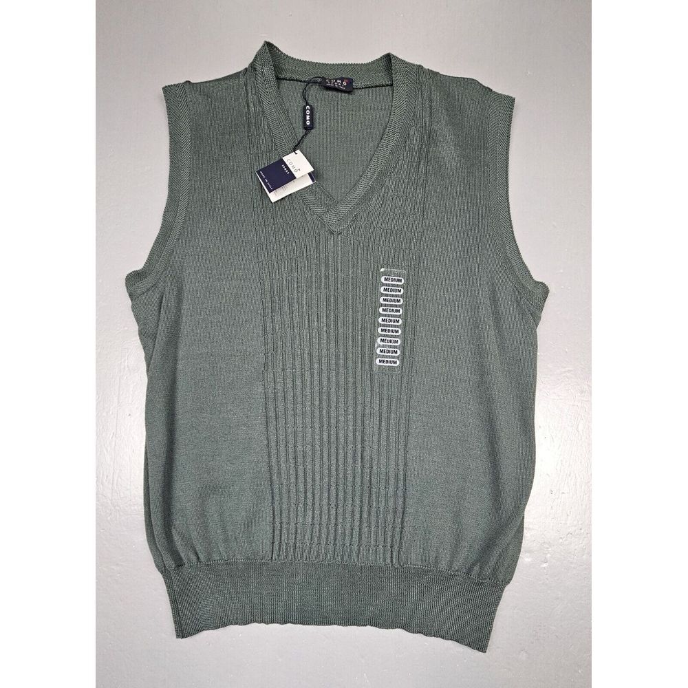 Como Sport Sweater Vest Mens Medium. Green Wool Silk Made in‎ Italy #9MS358 NWT